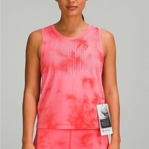 Lululemon Womens Train To Be  Marble Dye Pink Red Activewear Tank Top 4 NWT‎